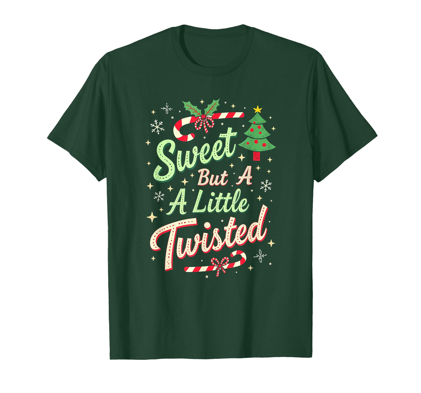 Sweet But Twisted Funny Christmas Candy Cane Xmas T-Shirt