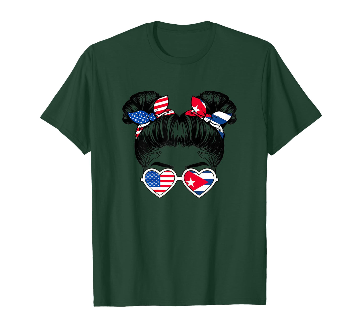 Cute Half American Half Cuban Girl USA Cuba Flag Patriot T-Shirt