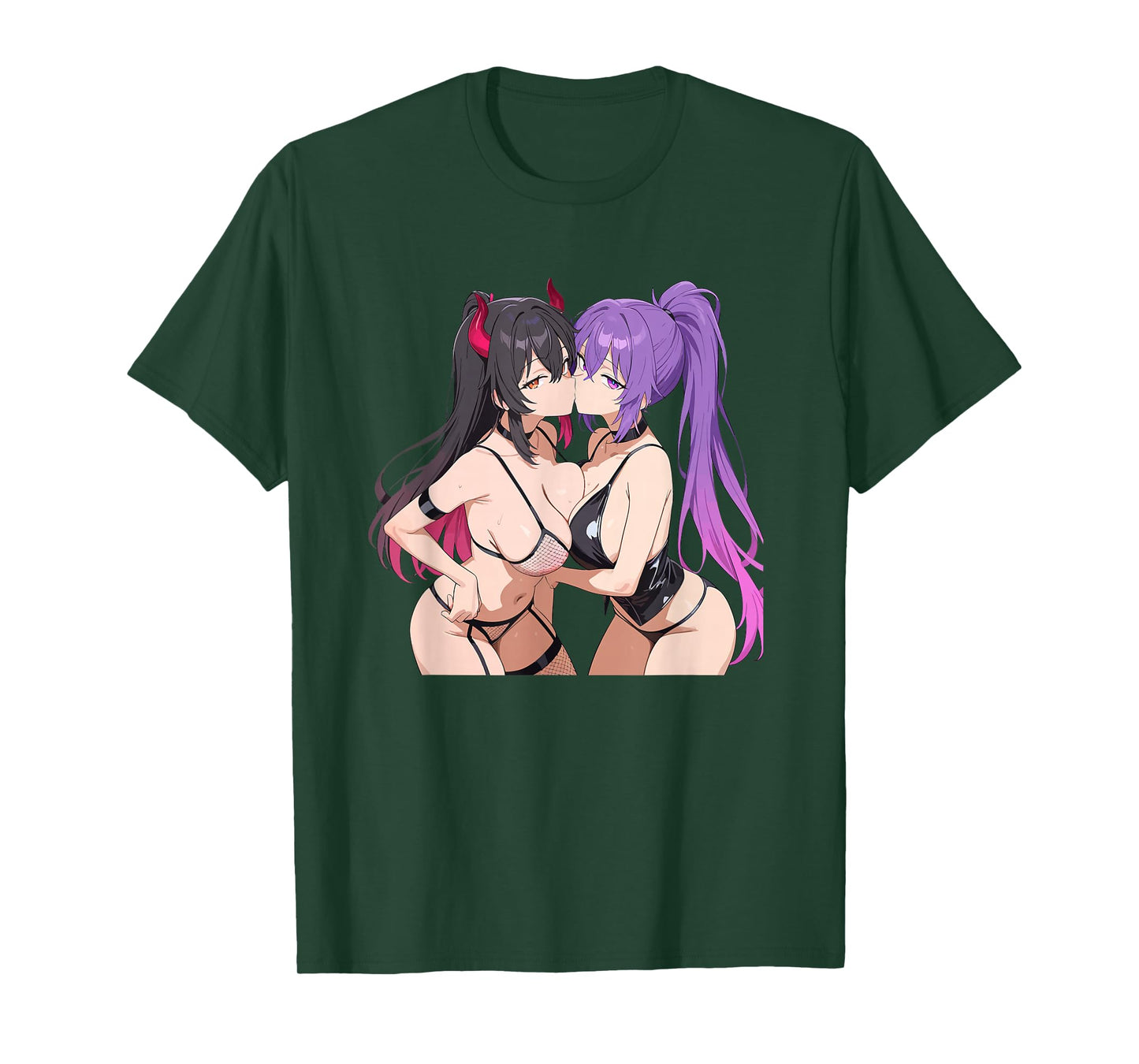 Waifu Sexy Anime Kissing Girl Horns Japanese Manga T-Shirt
