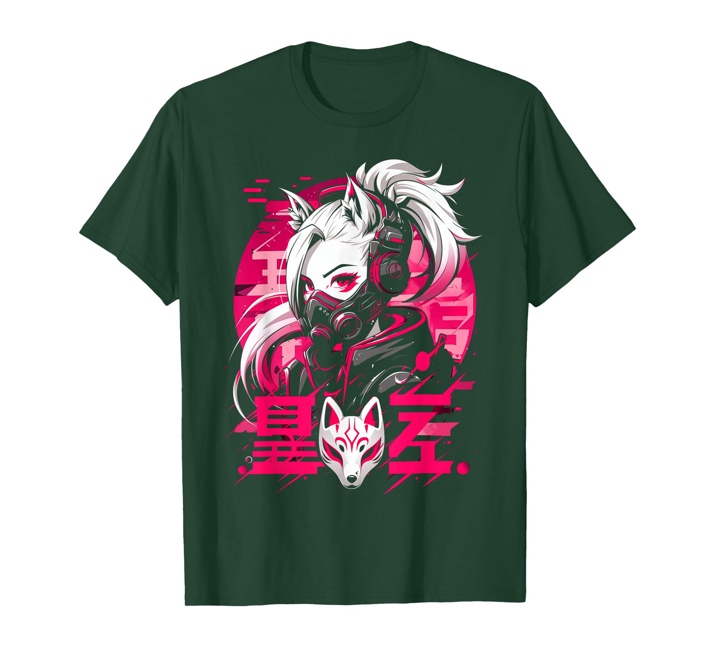 Anime Manga Cyberpunk Aesthetic Techwear Harajuku Kitsune T-Shirt