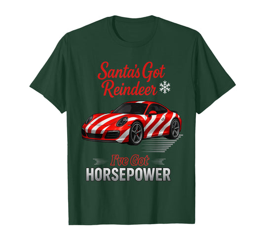 Christmas Holiday Horsepower Sleighing in A Candy Cane Car T-Shirt