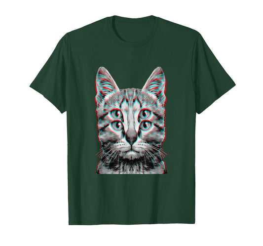 Glitch Weird Cat Kitten Optical Illusion Cat Mom Dad T-Shirt