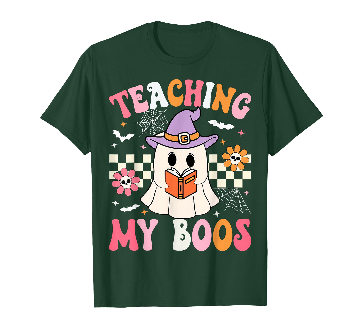 Groovy Teaching My Boos Teacher Ghost Halloween Teacher T-Shirt