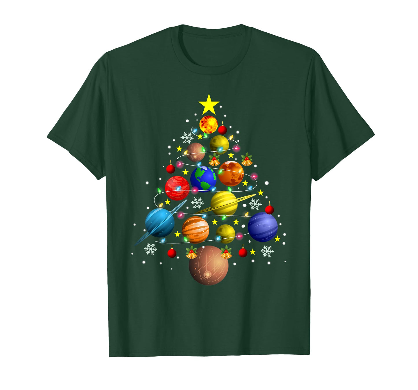 Solar System Planets Christmas Tree Tee Astronomy Xmas Gift T-Shirt