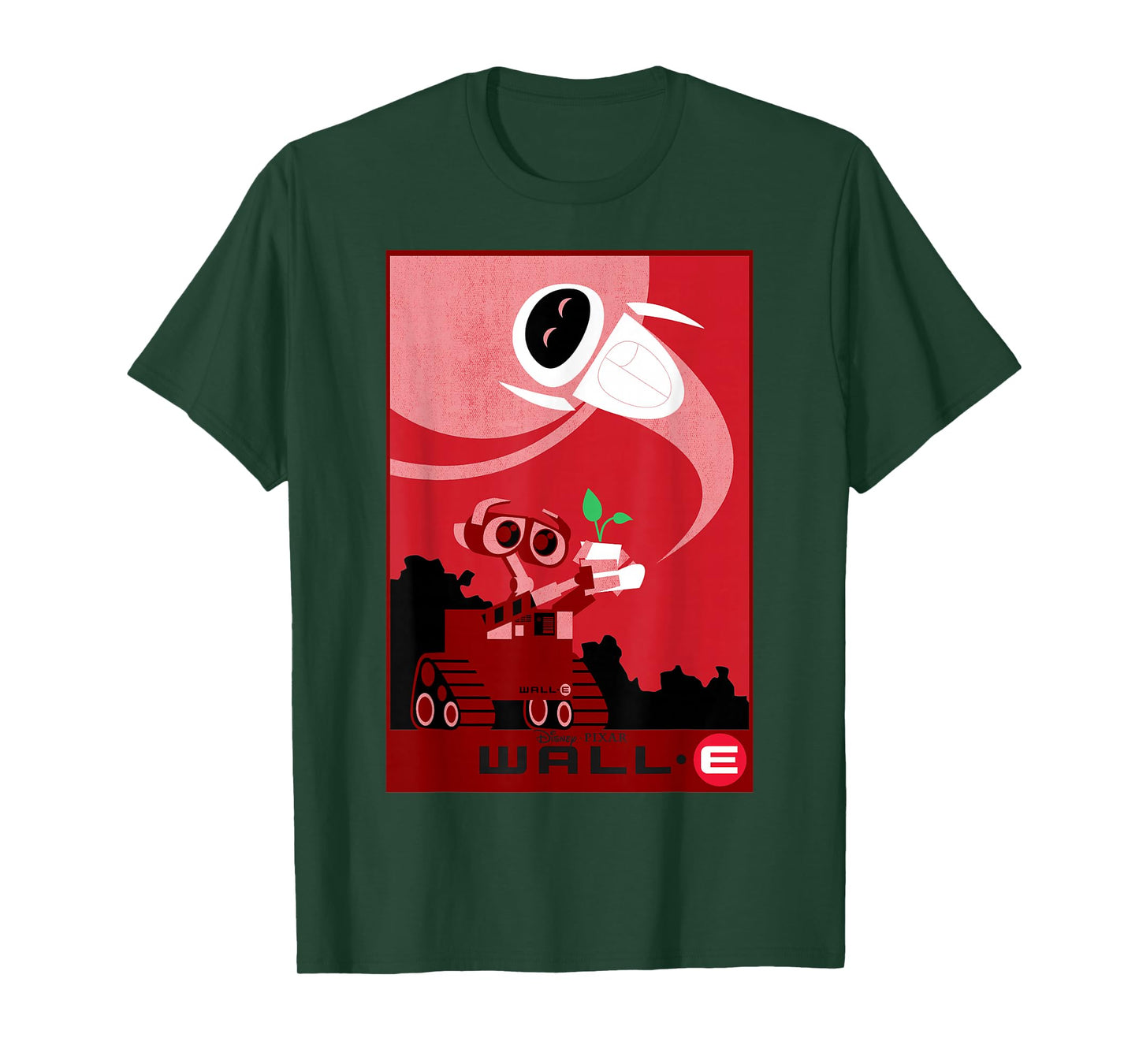 Disney Pixar Wall-E and EVE Find A Plant Red Hue Portrait T-Shirt