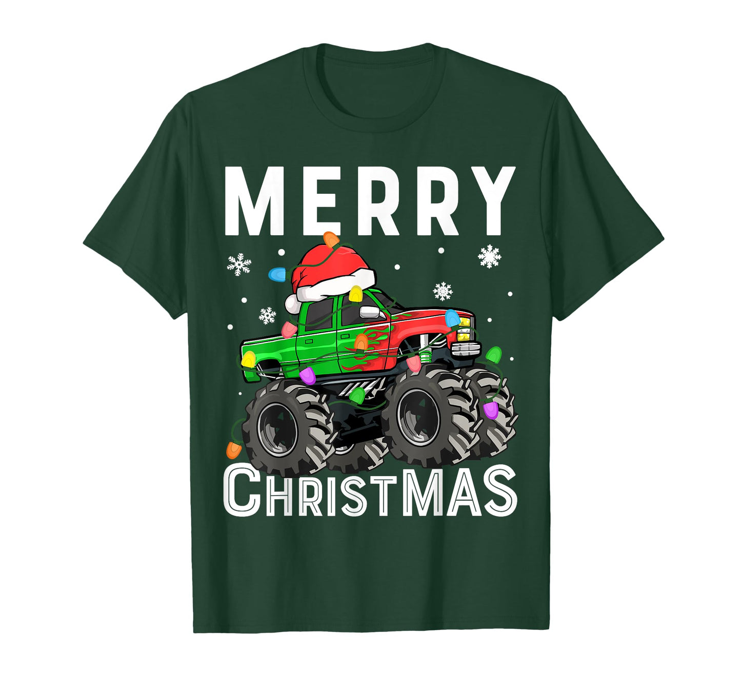 Boys Monster Truck Merry Christmas Santa Hat Toddler T-Shirt