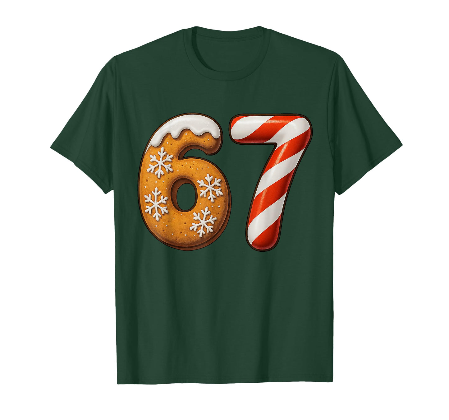 67 Six Seven 6-7 Gingerbread Candy Cane Christmas Kids Meme T-Shirt