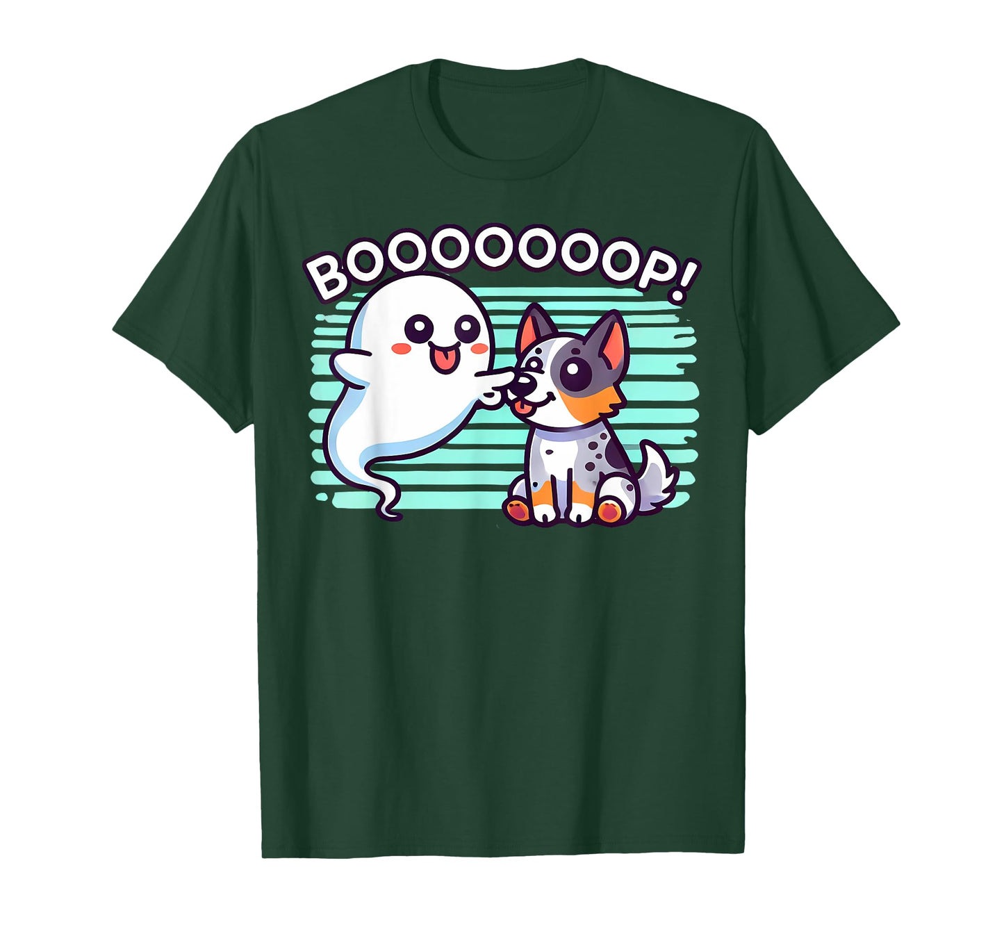 Funny Halloween Ghost Blue Heeler Boop Australian Cattle Dog T-Shirt