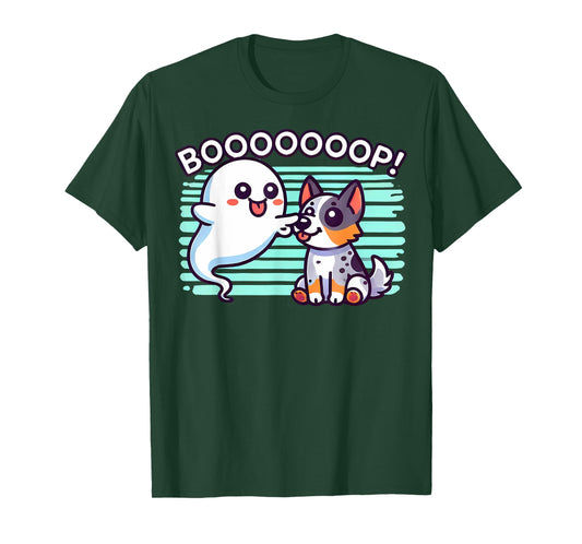 Funny Halloween Ghost Blue Heeler Boop Australian Cattle Dog T-Shirt