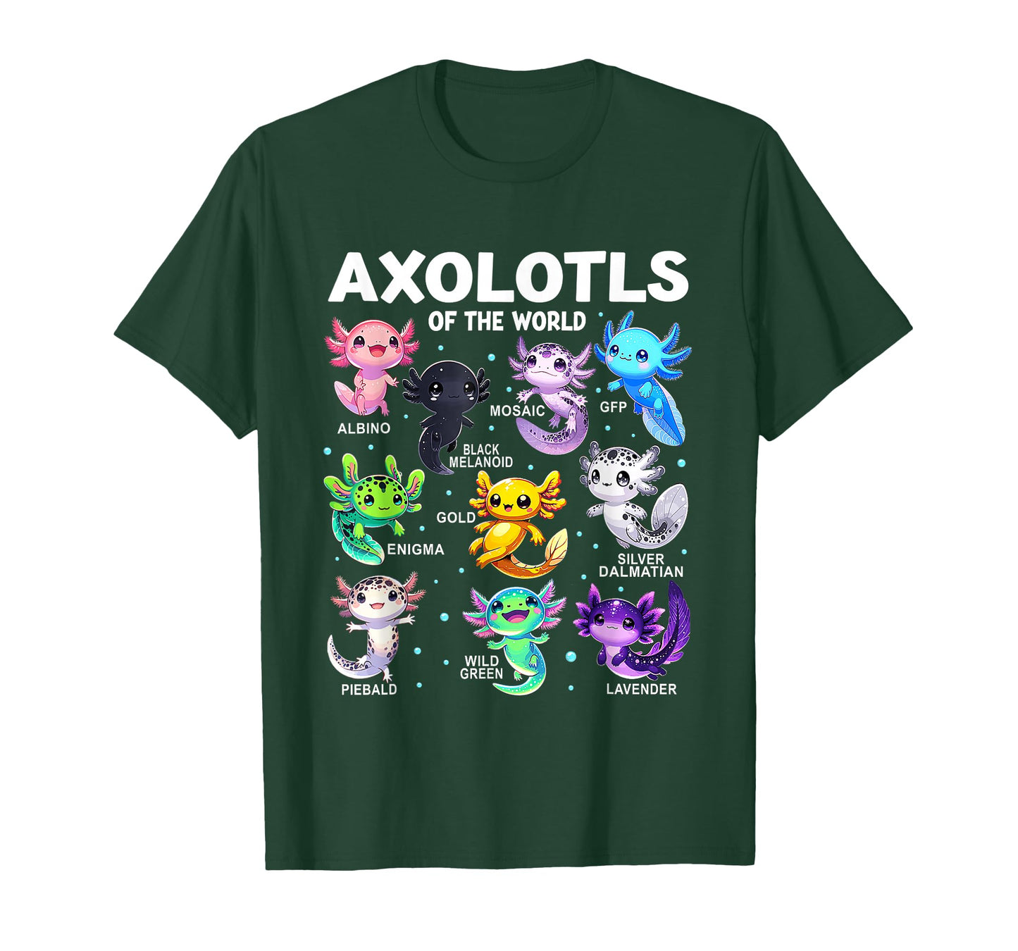 Kawaii Axolotls of The World Graphic Tees Axolotl Animals T-Shirt
