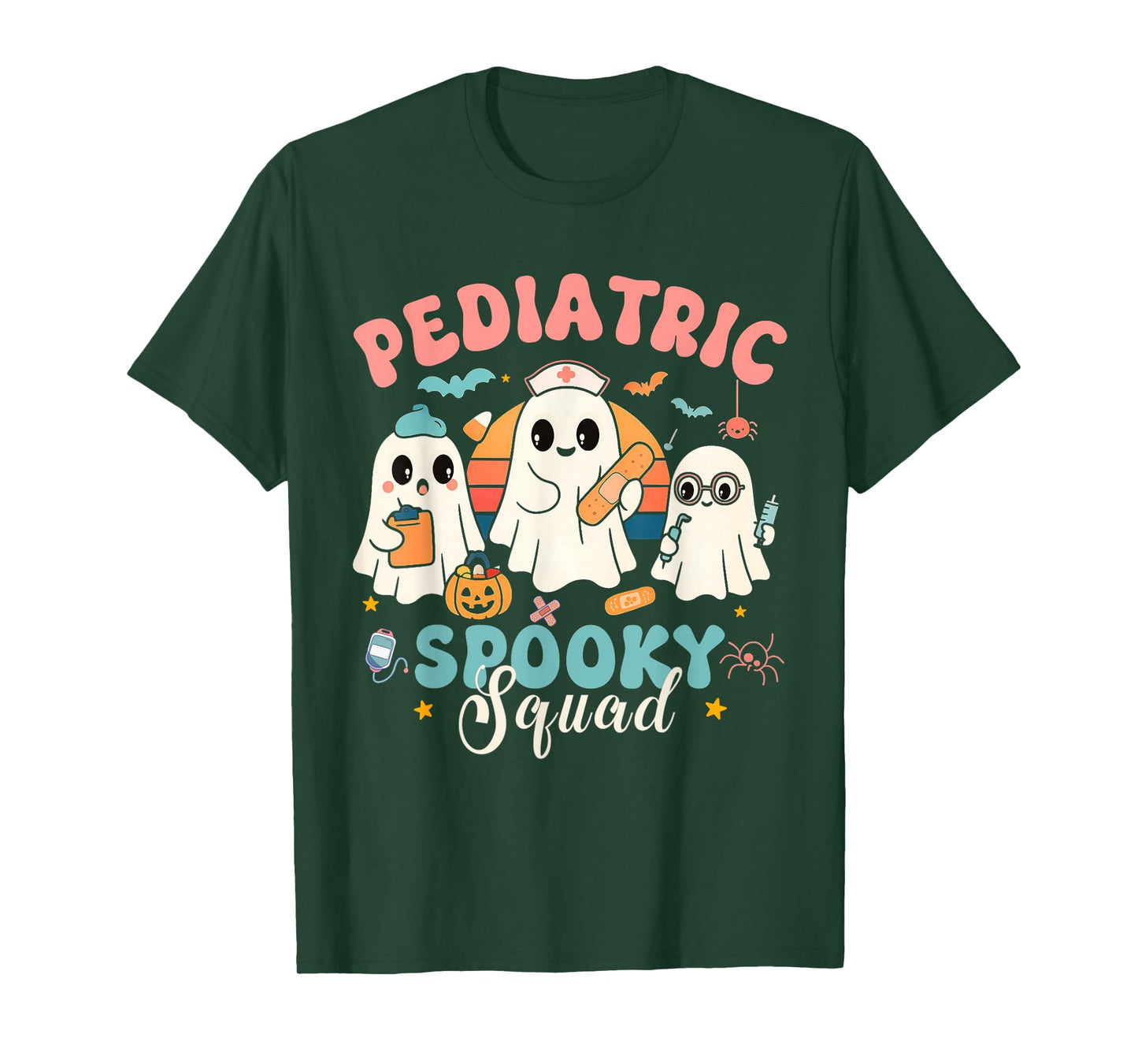 Pediatric Spooky Squad Ghost Nurse Halloween Matching Tee T-Shirt
