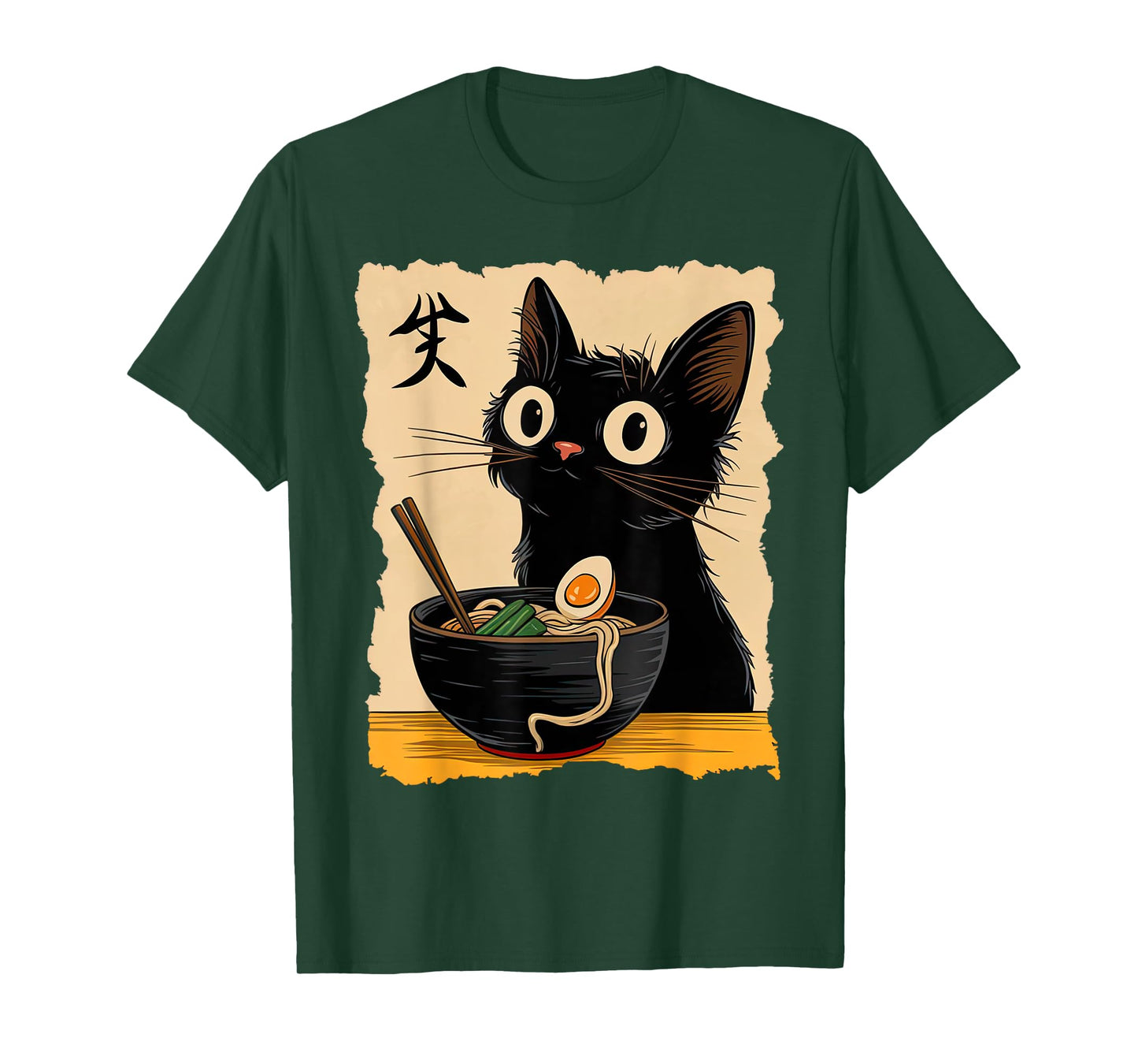 Black Cat Ramen Japanese Kawaii Anime Cat Ramen T-Shirt