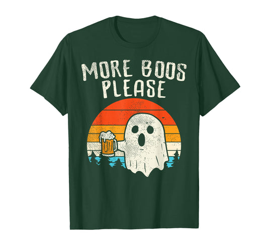 More Boos Please Ghost Beer Retro Halloween Drinking Men T-Shirt