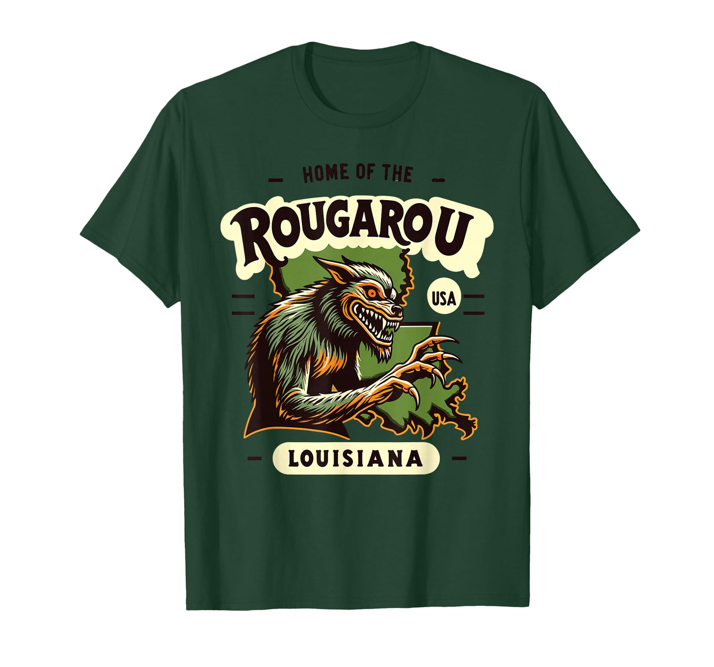 Home State Rougarou Louisiana Cryptid Paranormal Design T-Shirt