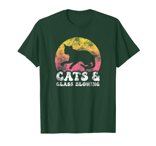 Funny Cats & Glass Blowing Vintage Retro Hobby T-Shirt