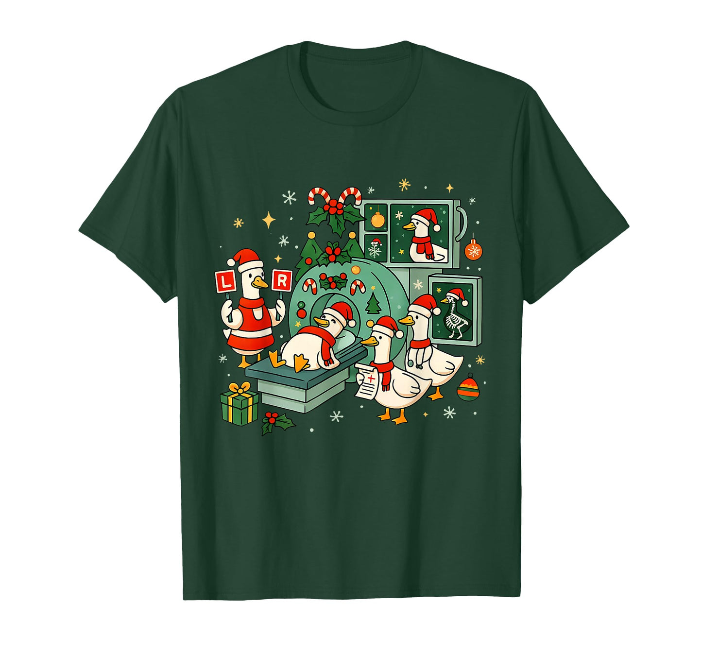Funny Radiology Christmas Silly Goose Santa CT Tech MRI Tech T-Shirt