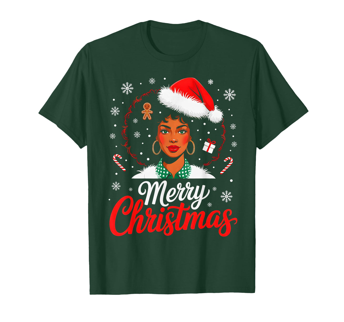 Merry Christmas Black Women African American Xmas Pajamas T-Shirt