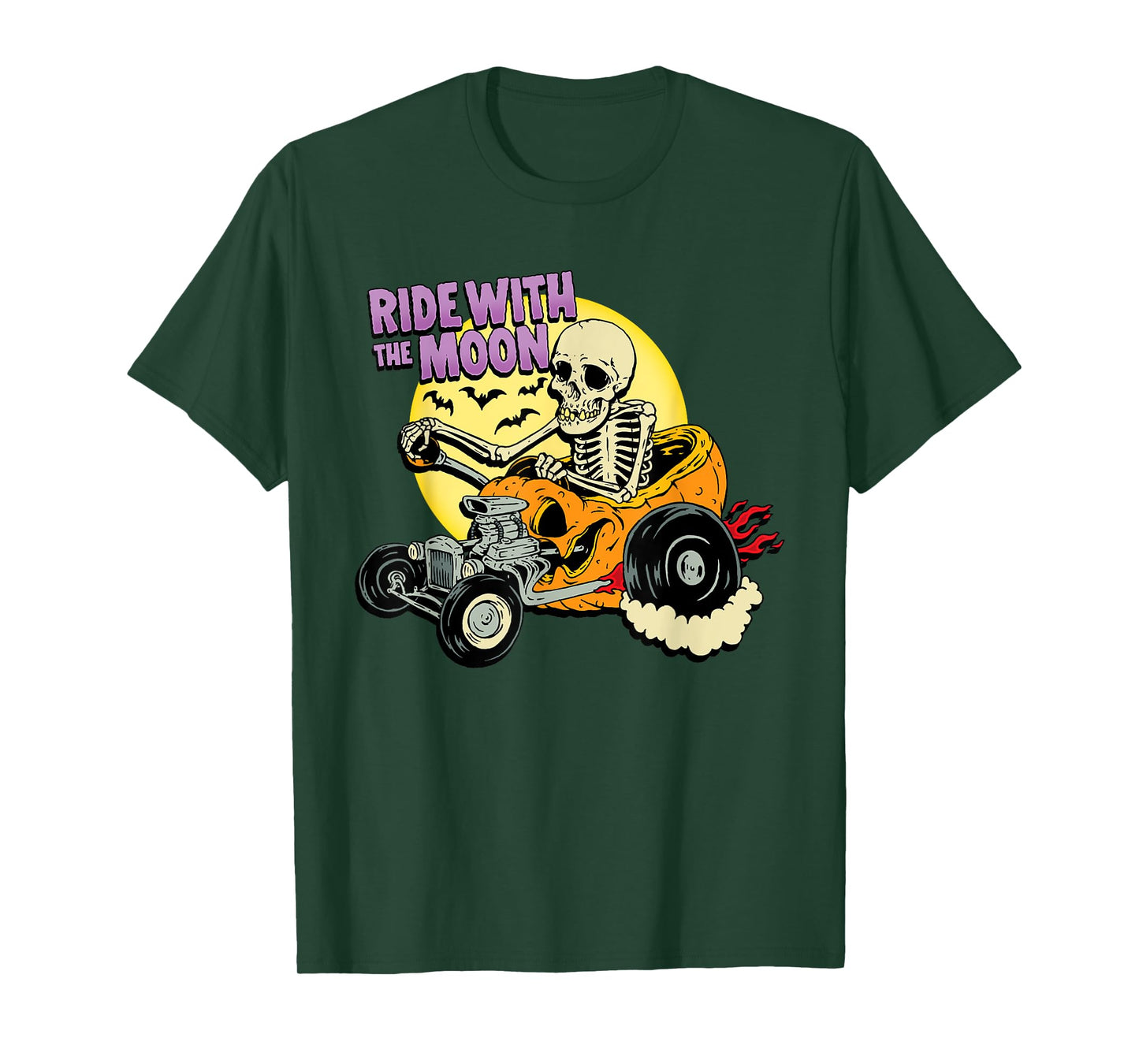 Halloween Pumpkin Hot Rod Skeleton King Rat Rod Dragster T-Shirt