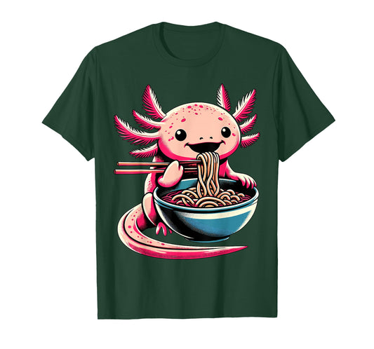 Kawaii Axolotl Eating Ramen T-Shirt