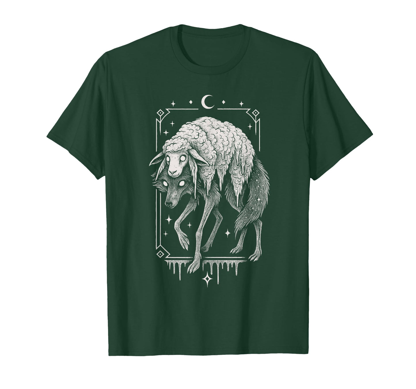 Wolf Sheep Horror Creepy Folklore Scary Goth Alt Aesthetic T-Shirt