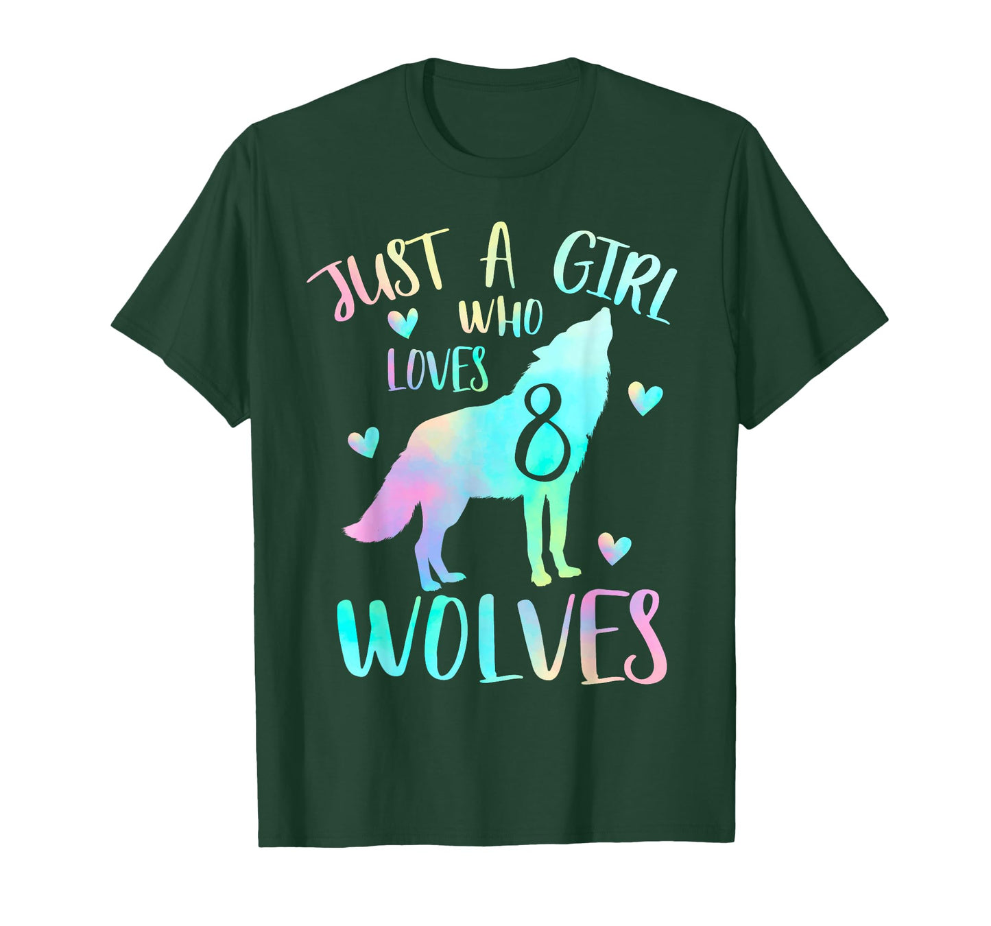 8 Years Wolf Birthday - Just a Girl Who Loves Wolves T-Shirt