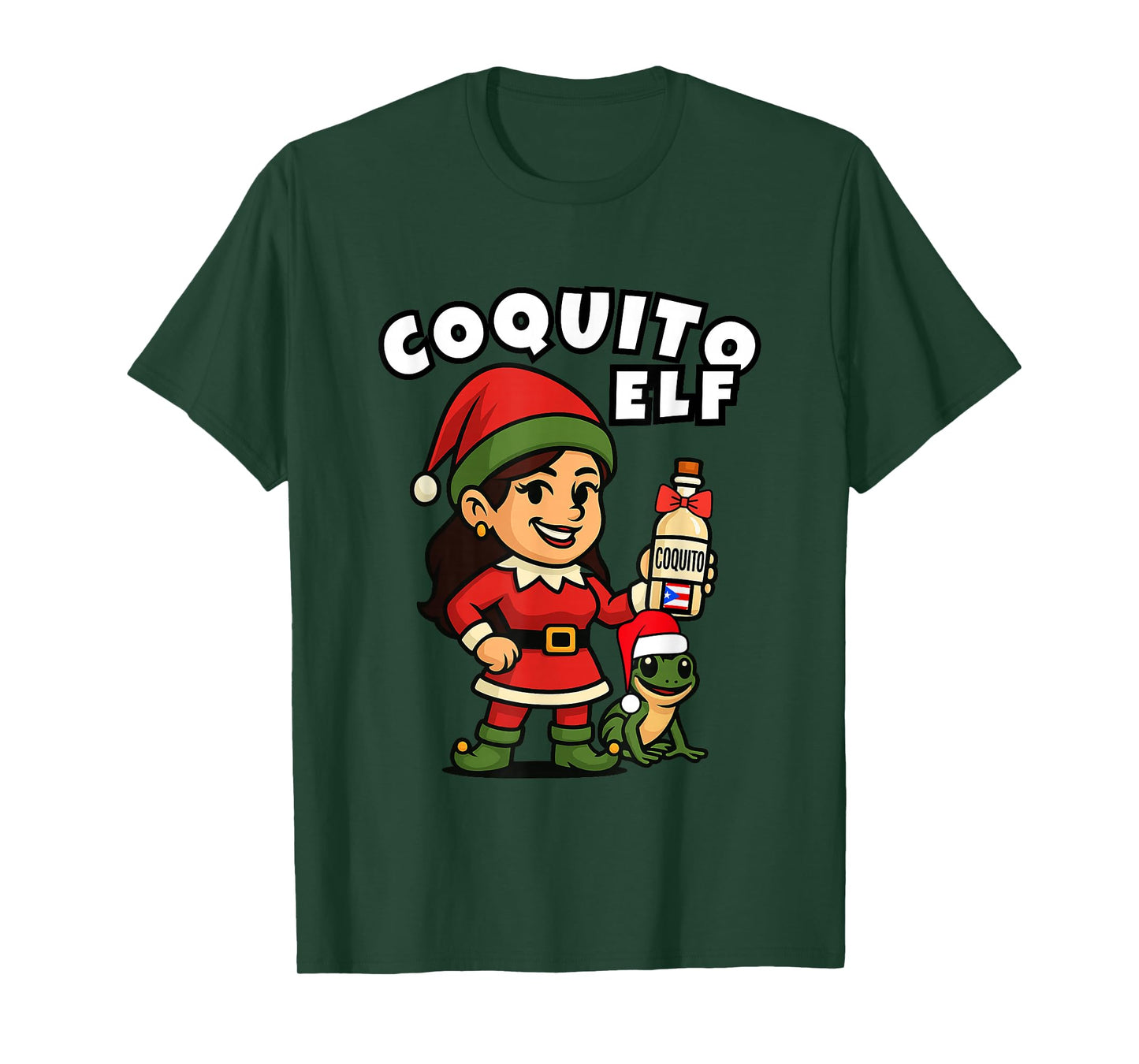 Funny Puerto Rico Christmas Coquito ELF Bilingual for her T-Shirt