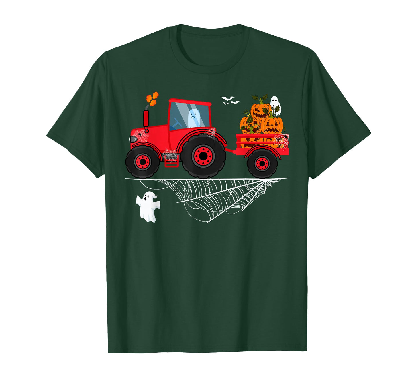 Halloween Tractor Kids Pumpkin Farm Spooky Ghost Tractor T-Shirt