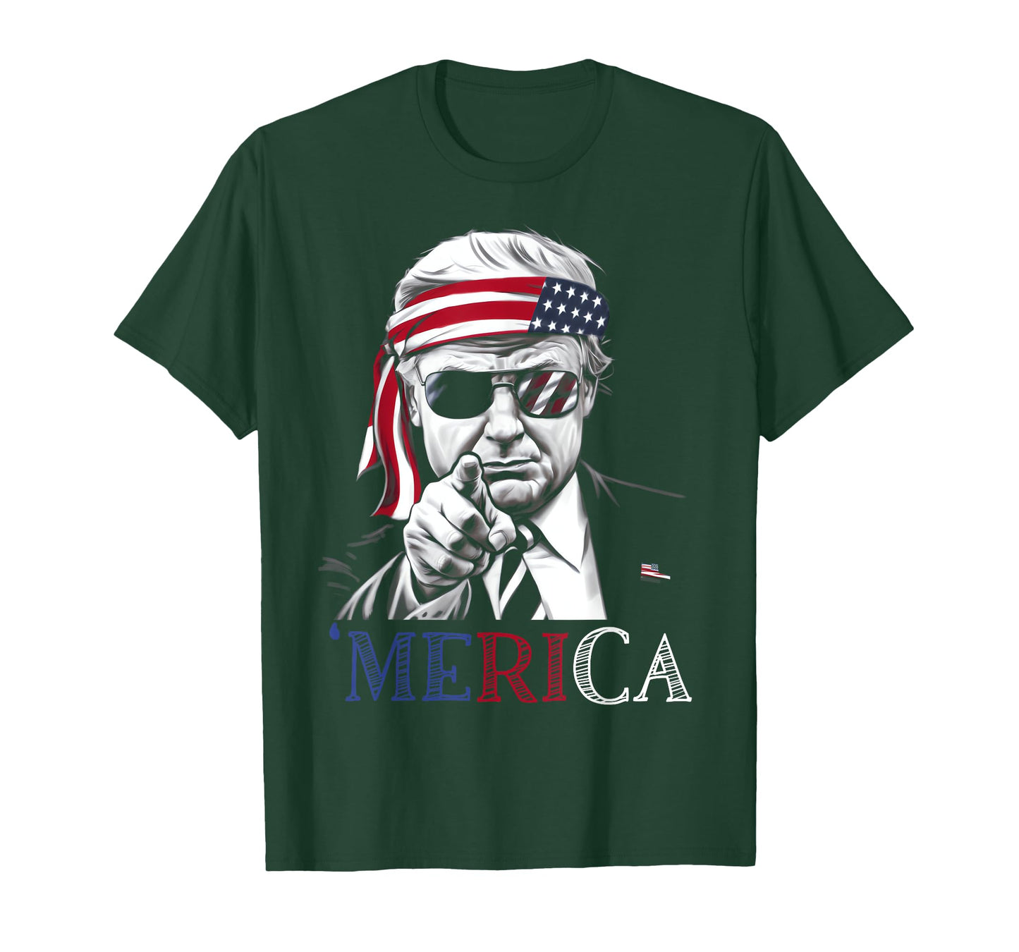 'MERICA TRUMP Happy 4th Of July Trump American Flag USA T-Shirt for Women Kids Men