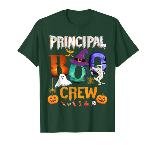 Principal Boo Crew Teacher Student Funny Halloween Costume T-Shirt for Men Women Kids