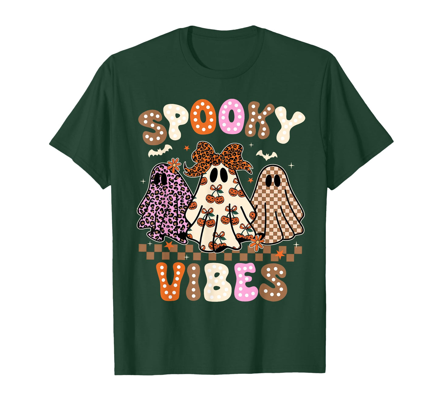 Groovy Spooky Vibes Cute Boo Ghost Halloween Costumes Girls T-Shirt