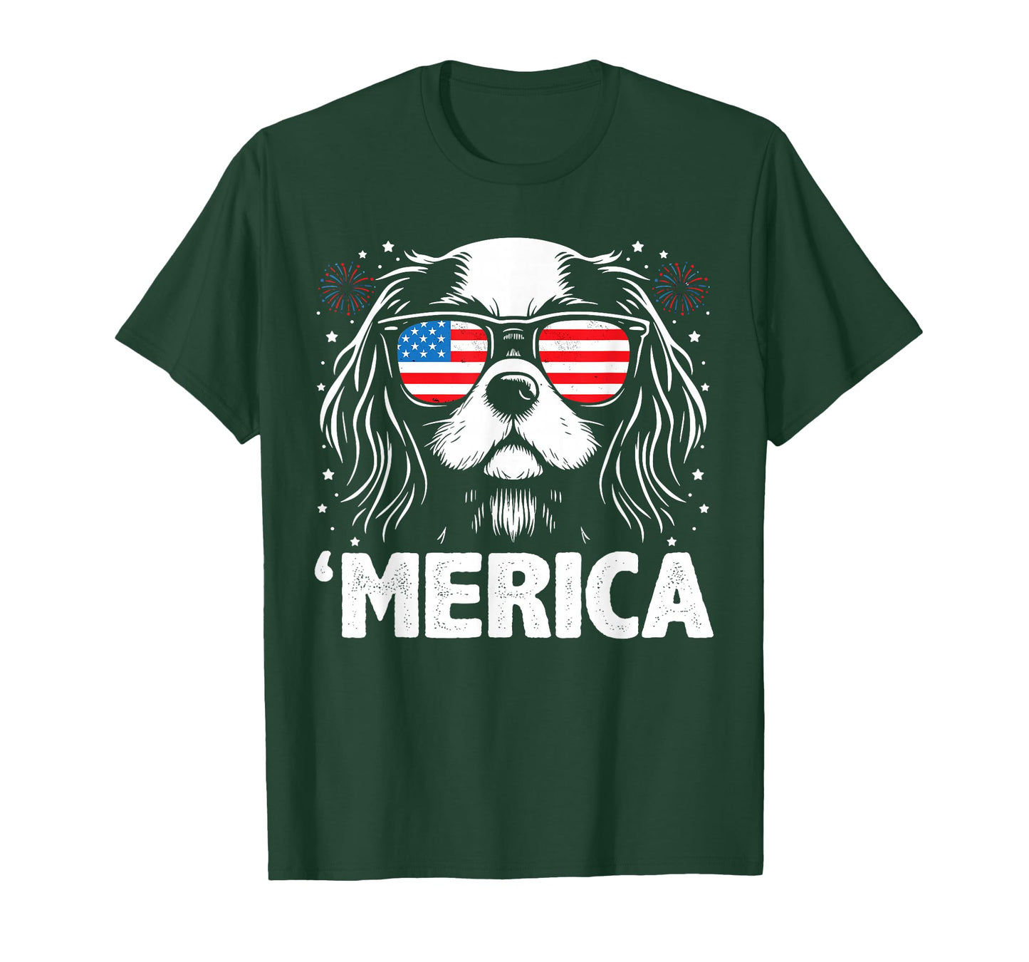 Cavalier King Charles 4th of July Merica Patriotic Dog Tee T-Shirt