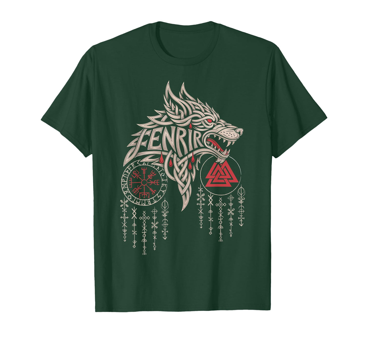 Vintage Celtic Compass – Norse Valknut Wolf Viking Vegvisir T-Shirt