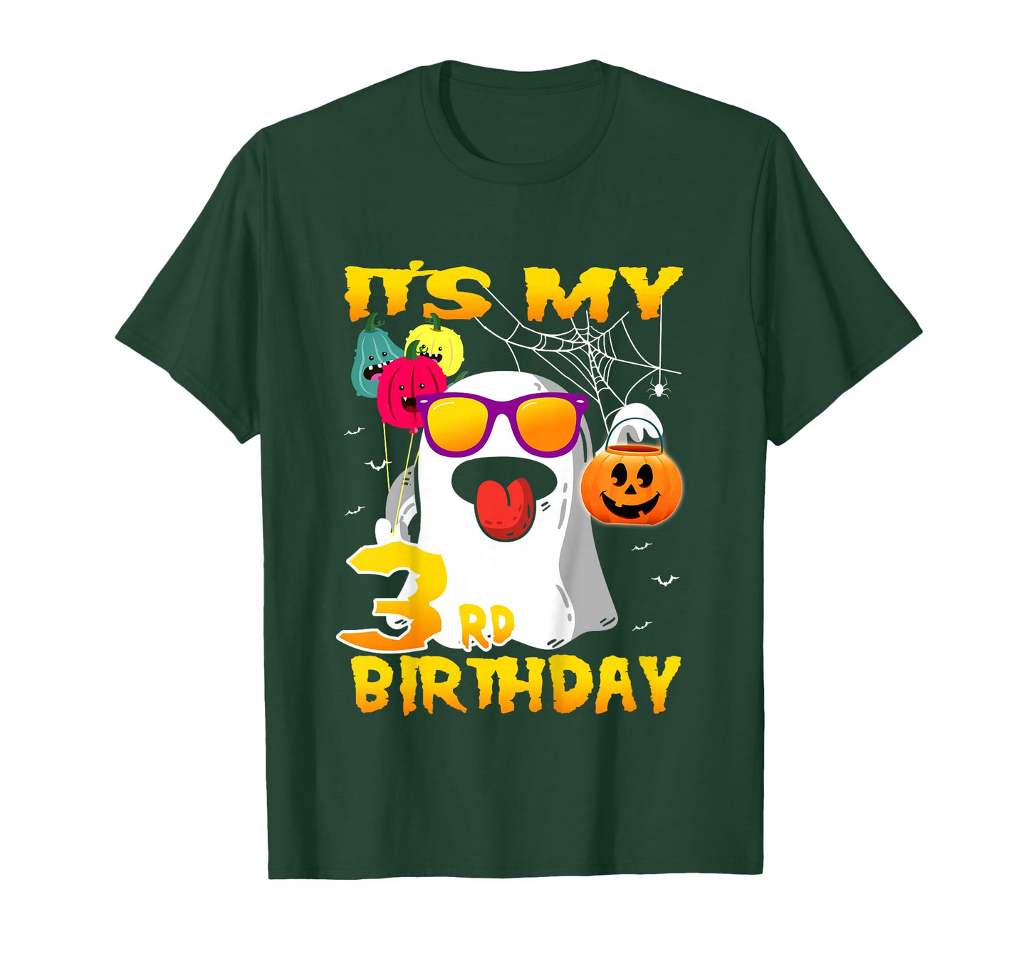 Kids It's My 3rd Birthday Ghost Pumpkin Halloween Party 3 years T-Shirt