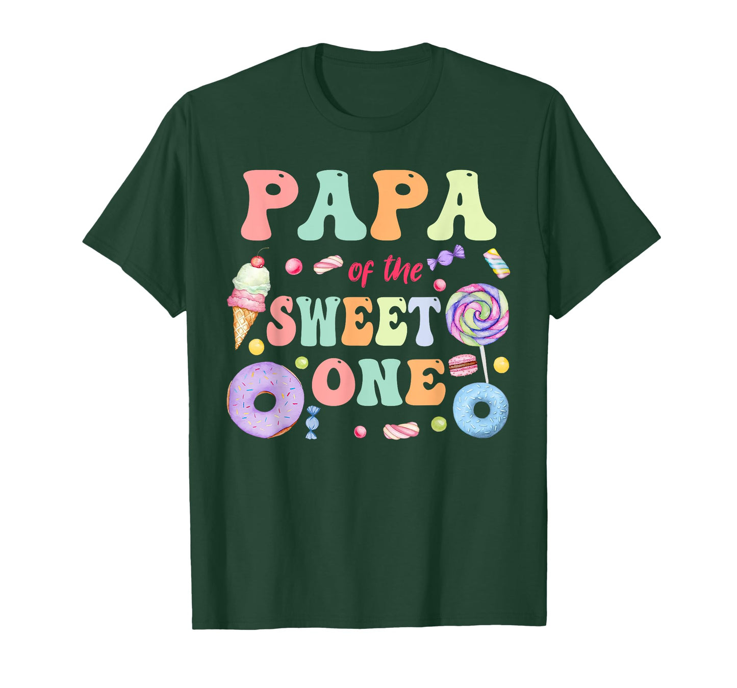 Papa of The Sweet One Lollipop Candy Birthday Party Family T-Shirt