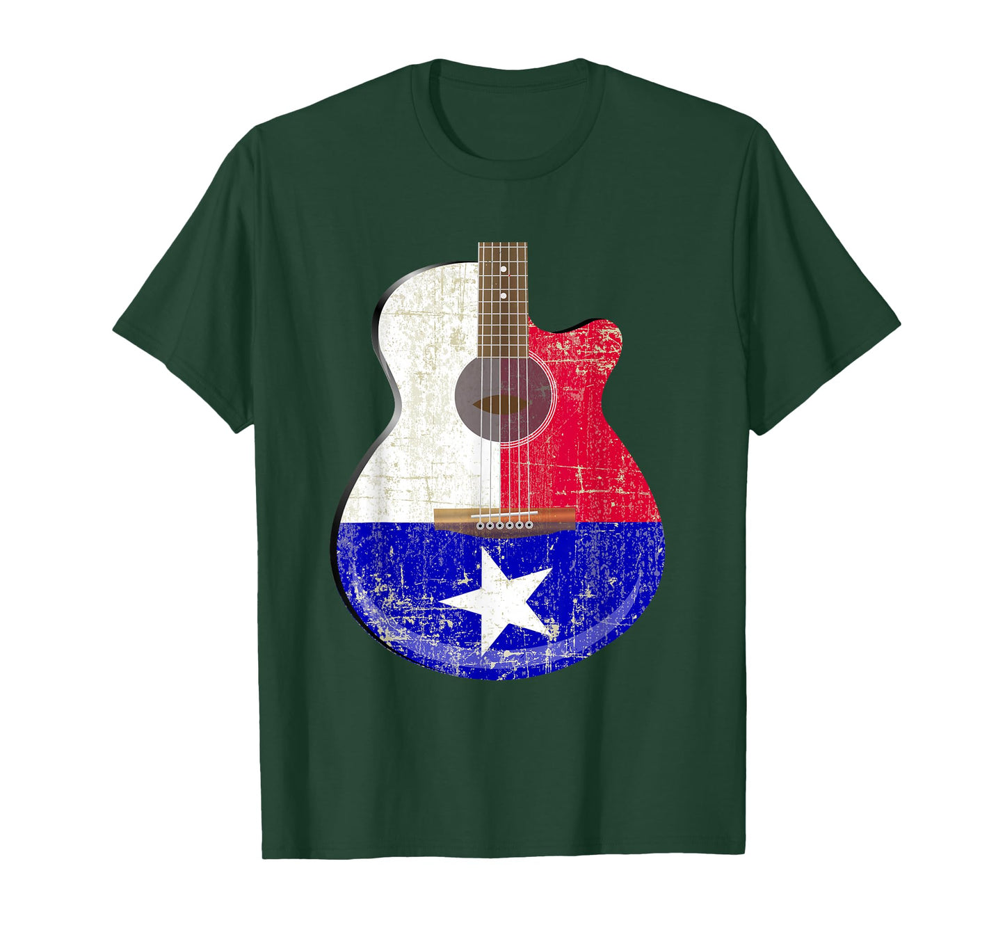 Guitar Texas Flag Distressed Acoustic Guitar Fan T Shirt T-Shirt