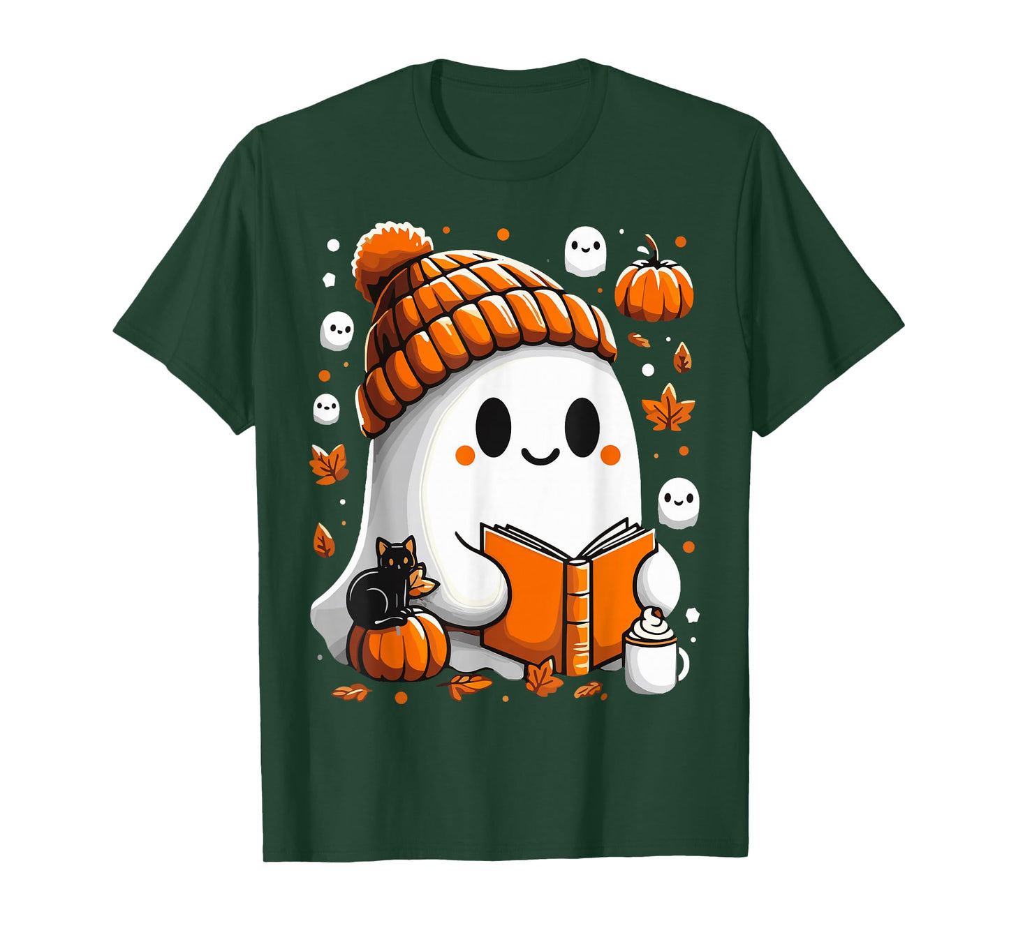 Ghost Reading Book Autumn Halloween T-Shirt