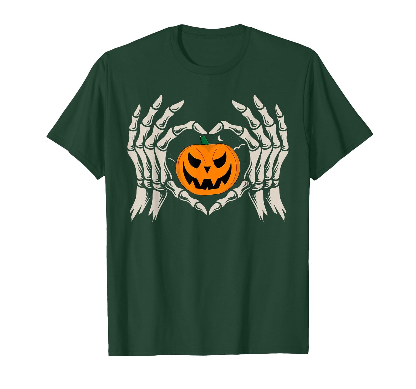 Skeleton Hand Heart with Pumpkin Halloween Funny Bones Love T-Shirt