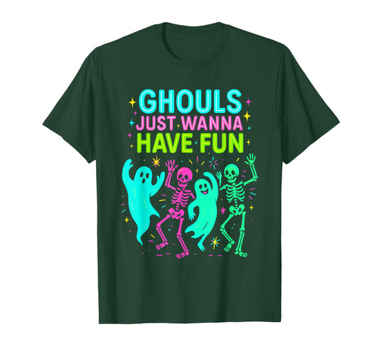 Funny 80s Halloween Ghouls Just Wanna Have Fun Retro Costume T-Shirt