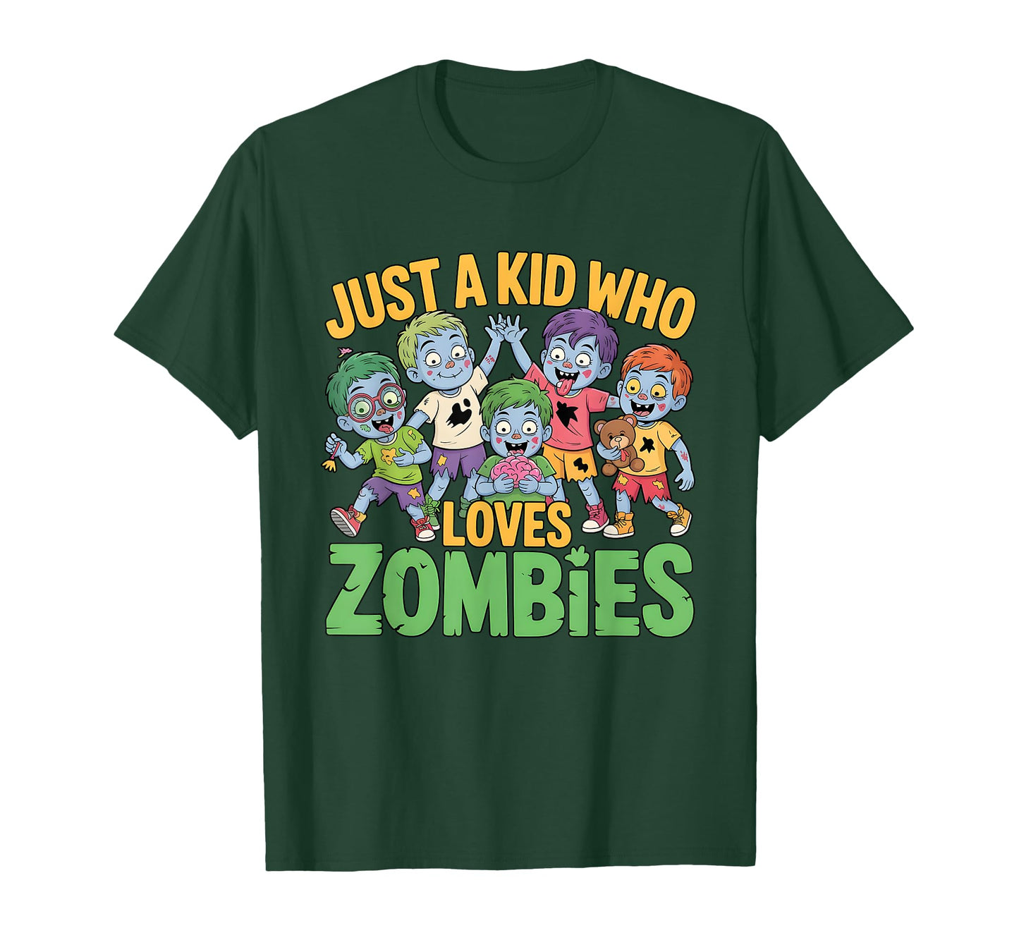 Just A Kid Who Loves Zombies Funny Halloween Costume Kids T-Shirt