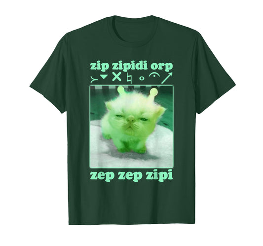 Funny Alien Cat Dank Meme Cringe Cat Woman Man Kids T-Shirt