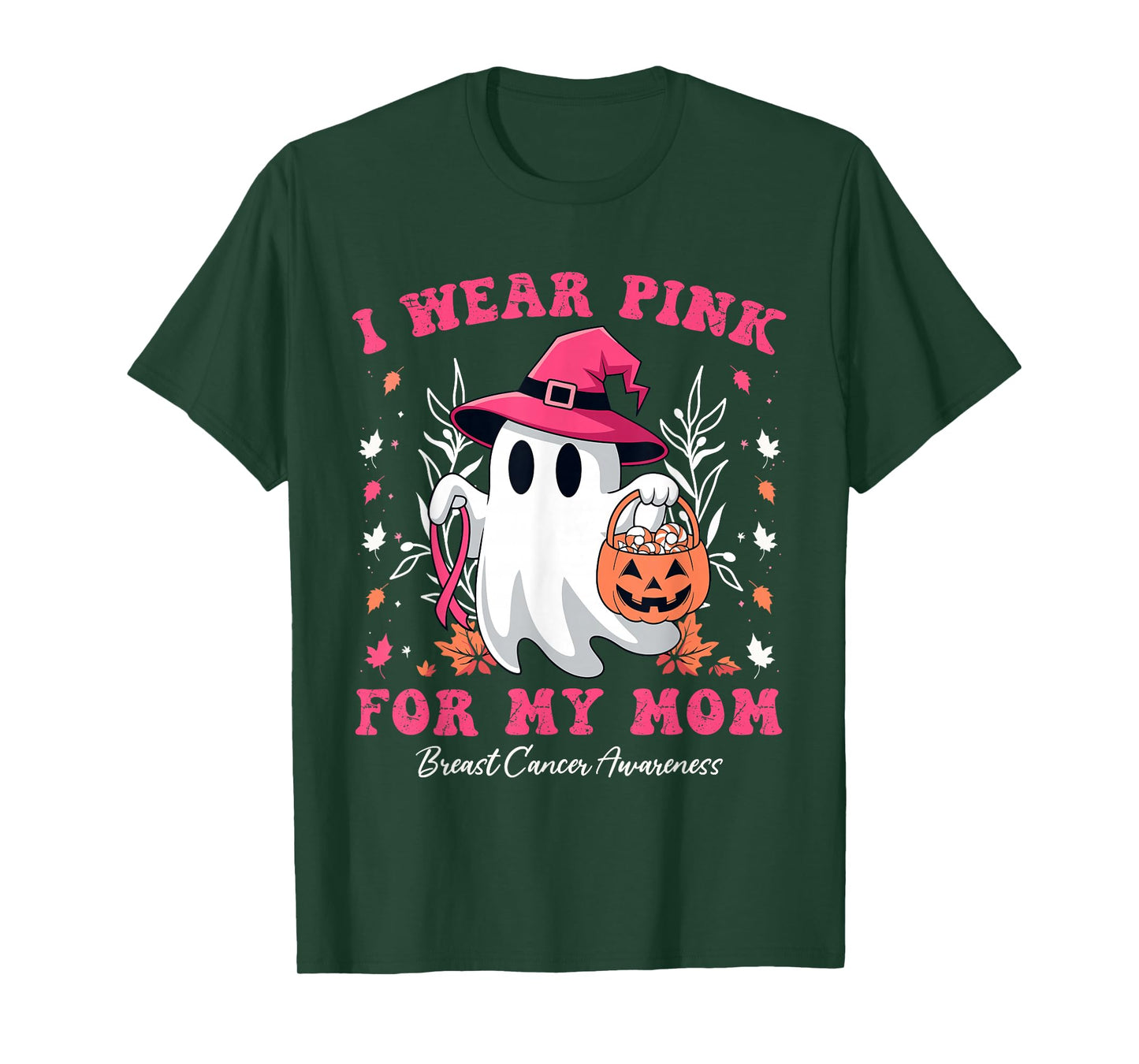 I Wear Pink for My Mom Ghost Breast Cancer Awareness T-Shirt