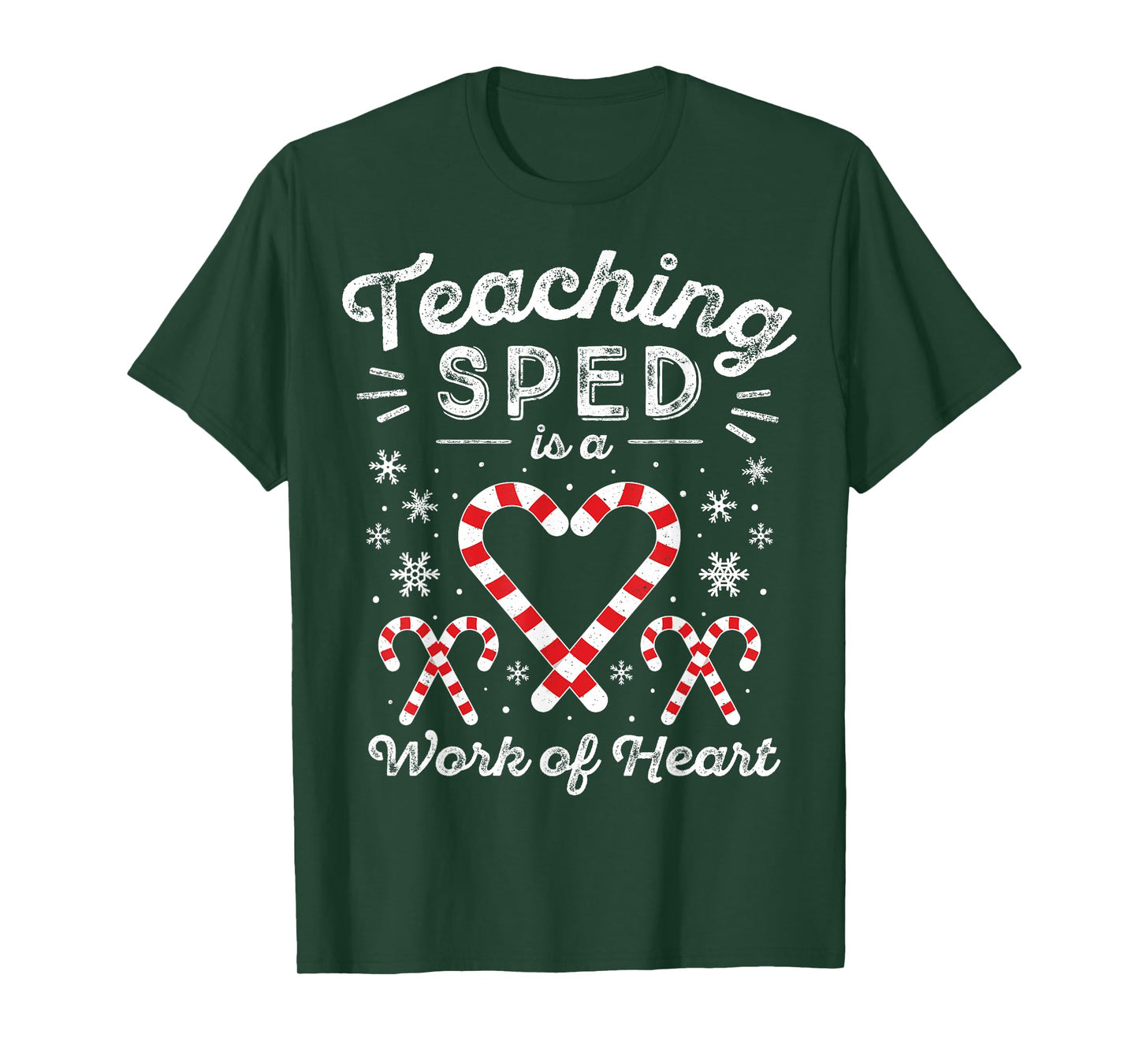 Special Ed Christmas Candy Cane | Work of Heart SPED Teacher T-Shirt