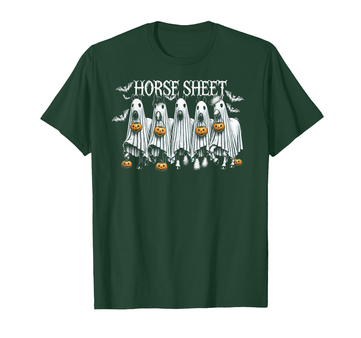 Horse Sheet Funny Ghost Horses Pumpkin Halloween Costume Tee T-Shirt