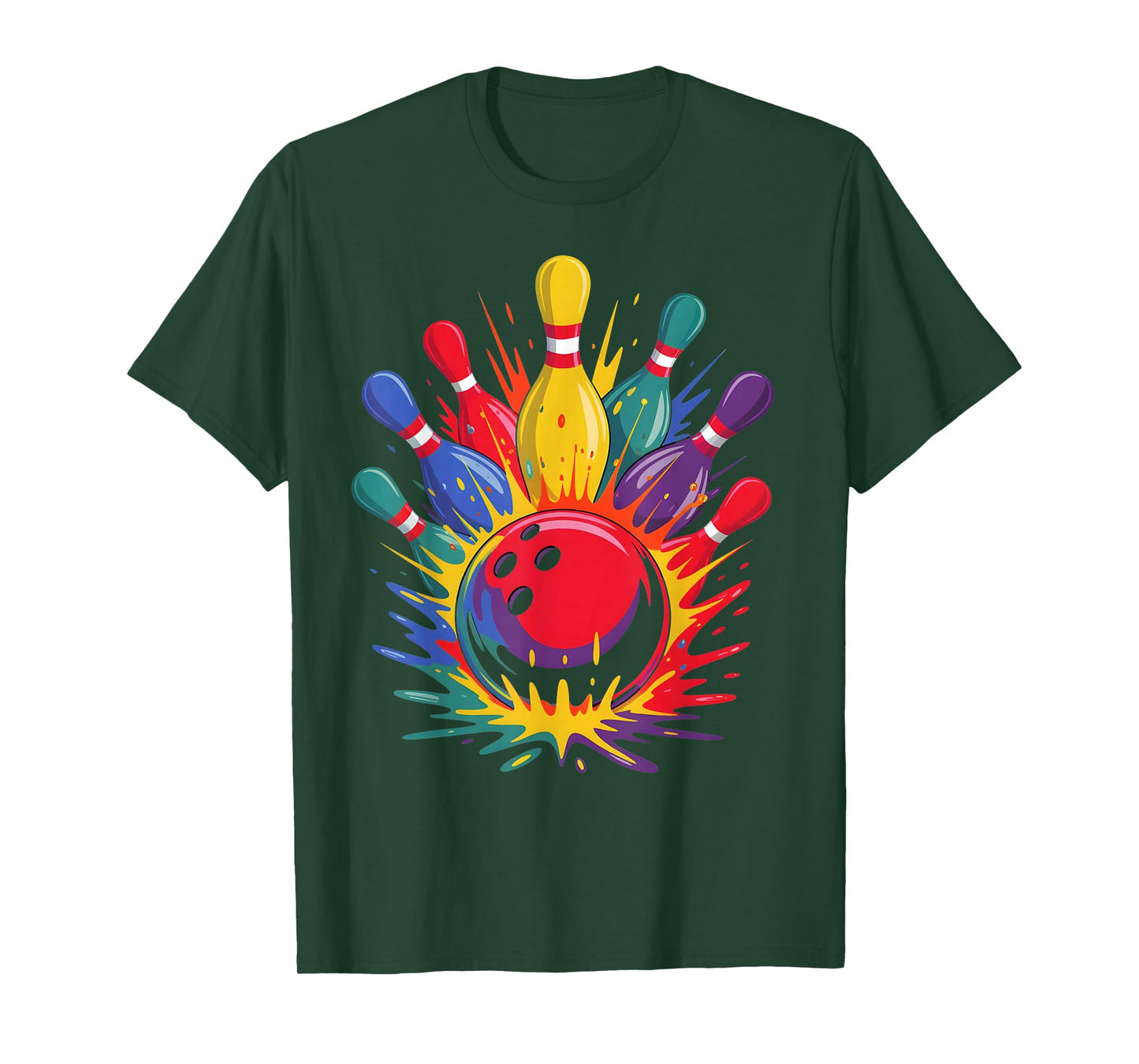 Colorful Bowling Game Day Bowler Cute Colorsplash Ball T-Shirt