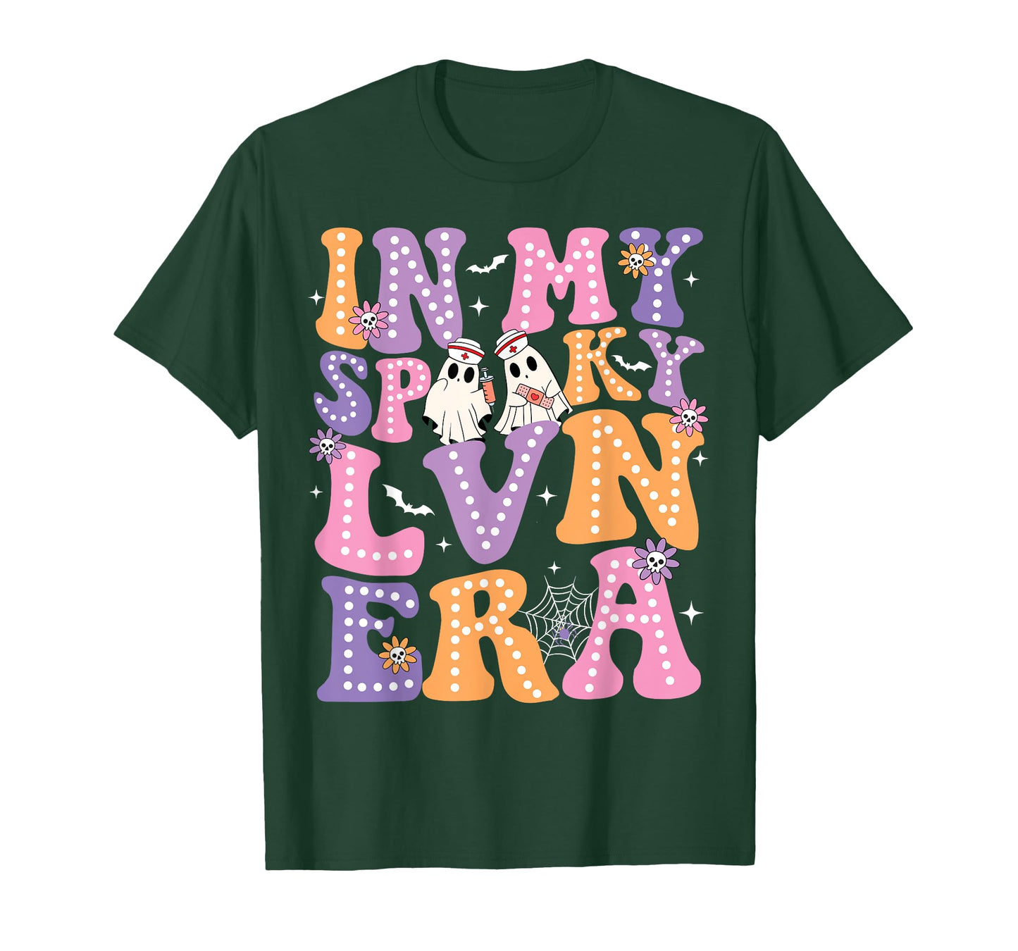 Groovy In My Spooky LVN Era Ghost Nurse Halloween Nursing T-Shirt