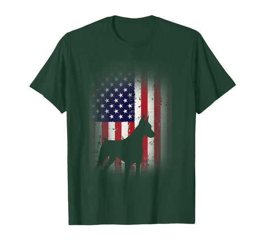 Funny Doberman Pinscher Art for Men Women Doberman US Flag T-Shirt