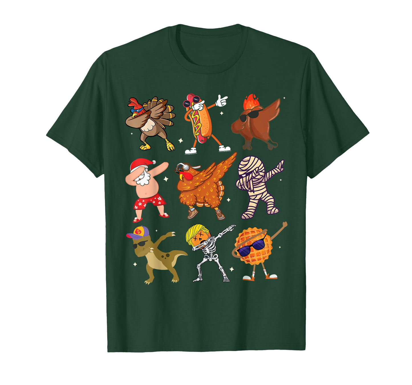 Dabbing Turkey Santa Pilgrim Thanksgiving Funny Dab T-Shirt