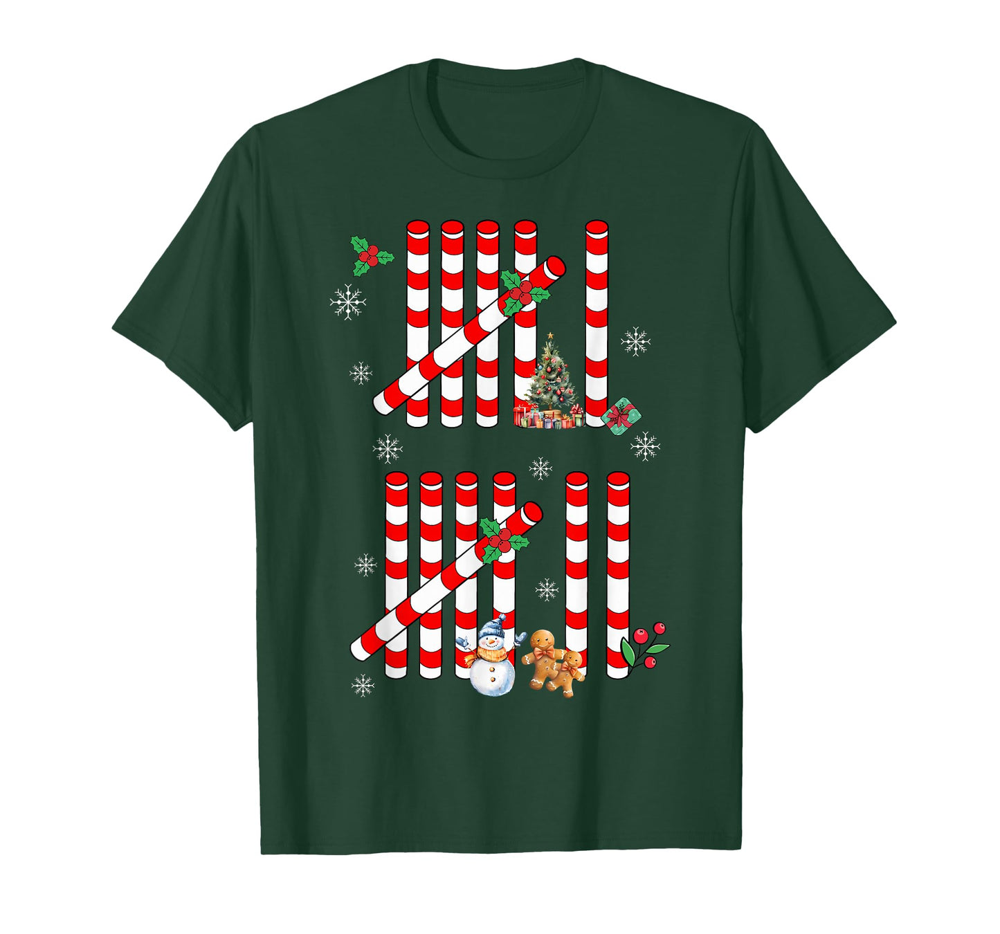 Funny 67 Candy Cane Tally Marks Christmas Six Seven Meme T-Shirt
