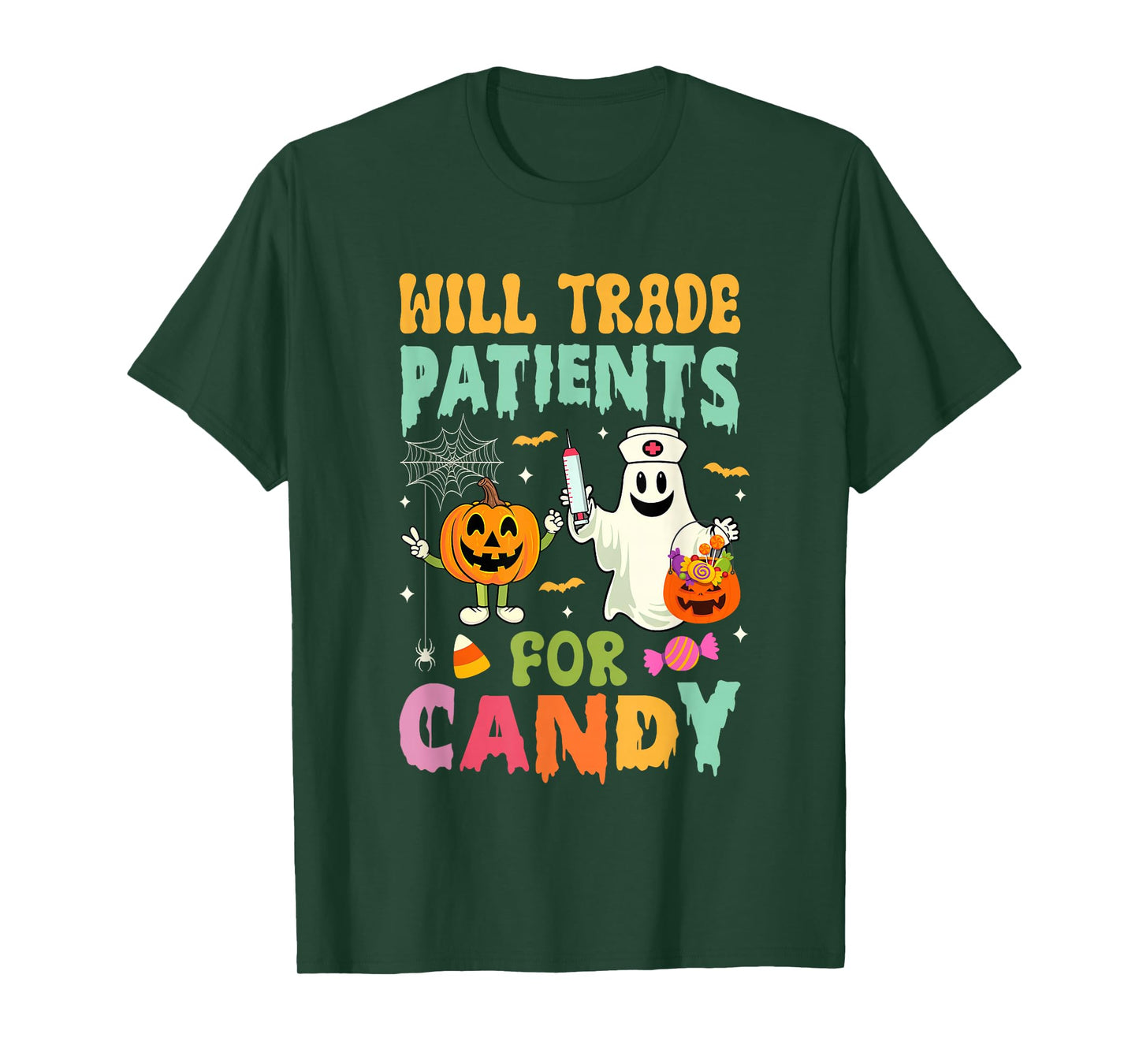 Will Trade Patients For Candy Funny Nurse Halloween Costume T-Shirt