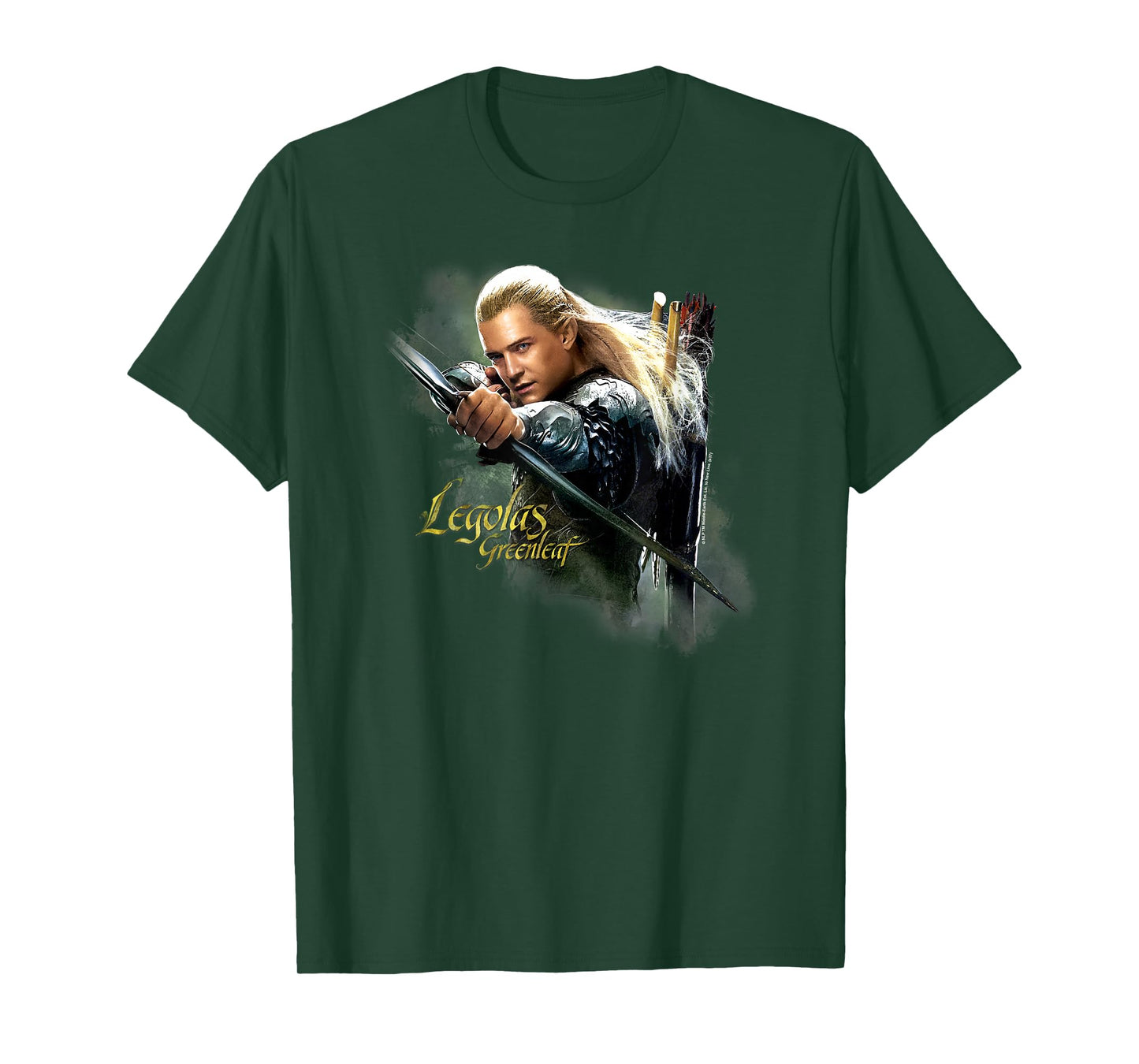 Warner Bros. Hobbit Legolas Greenleaf Unisex-Adults & Kids Green Modern Letter Print T-Shirt
